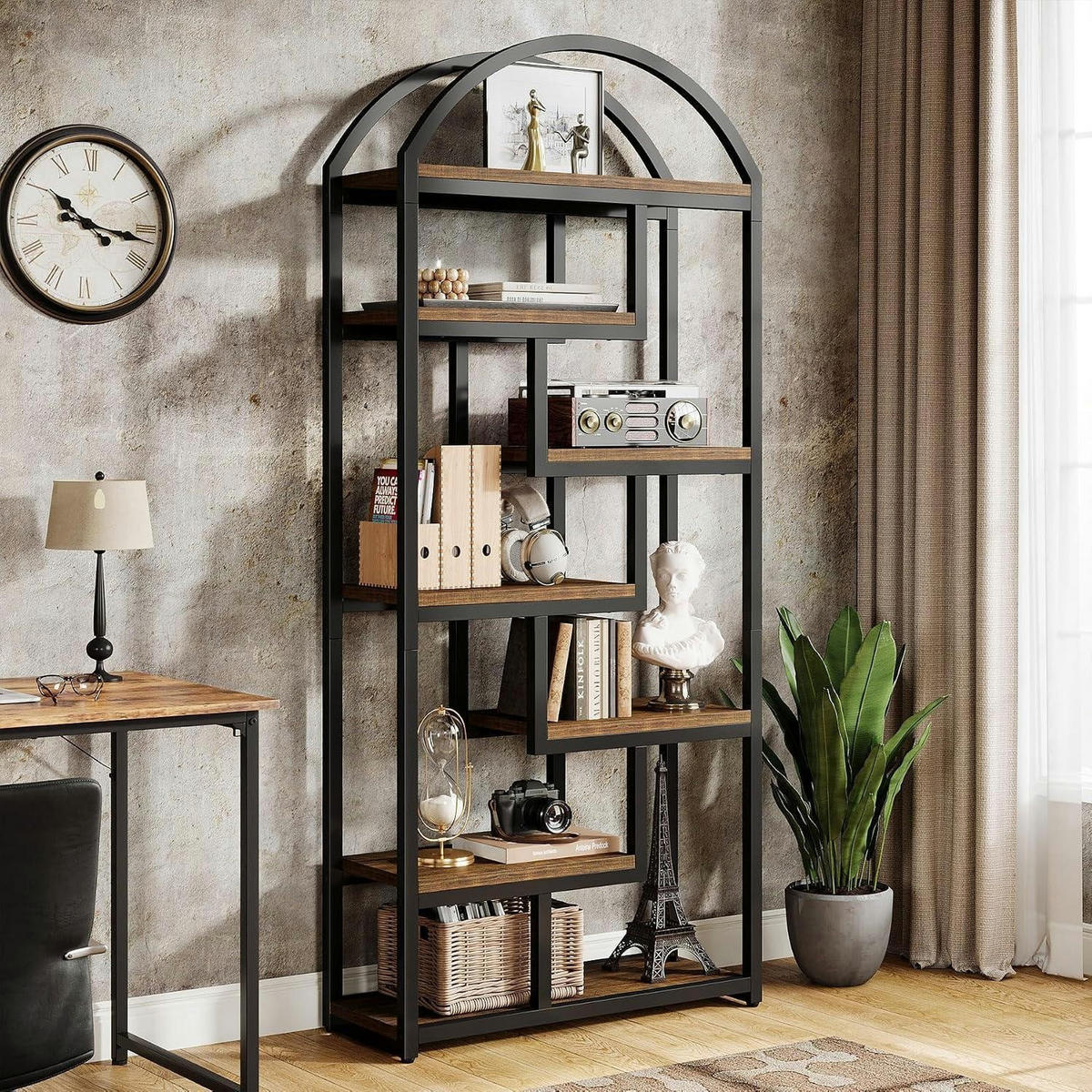 BÜCHERREGAL 180 cm Industrial-Stil Braun - Braun, Metall (80/180/30cm)