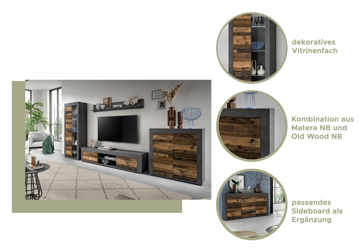 HIGHBOARD JAM (B/H/T: ca. 80/88/35 cm) in Matera/Old Wood Nachbildung - Naturfarben, Holzwerkstoff (80/88/35cm)