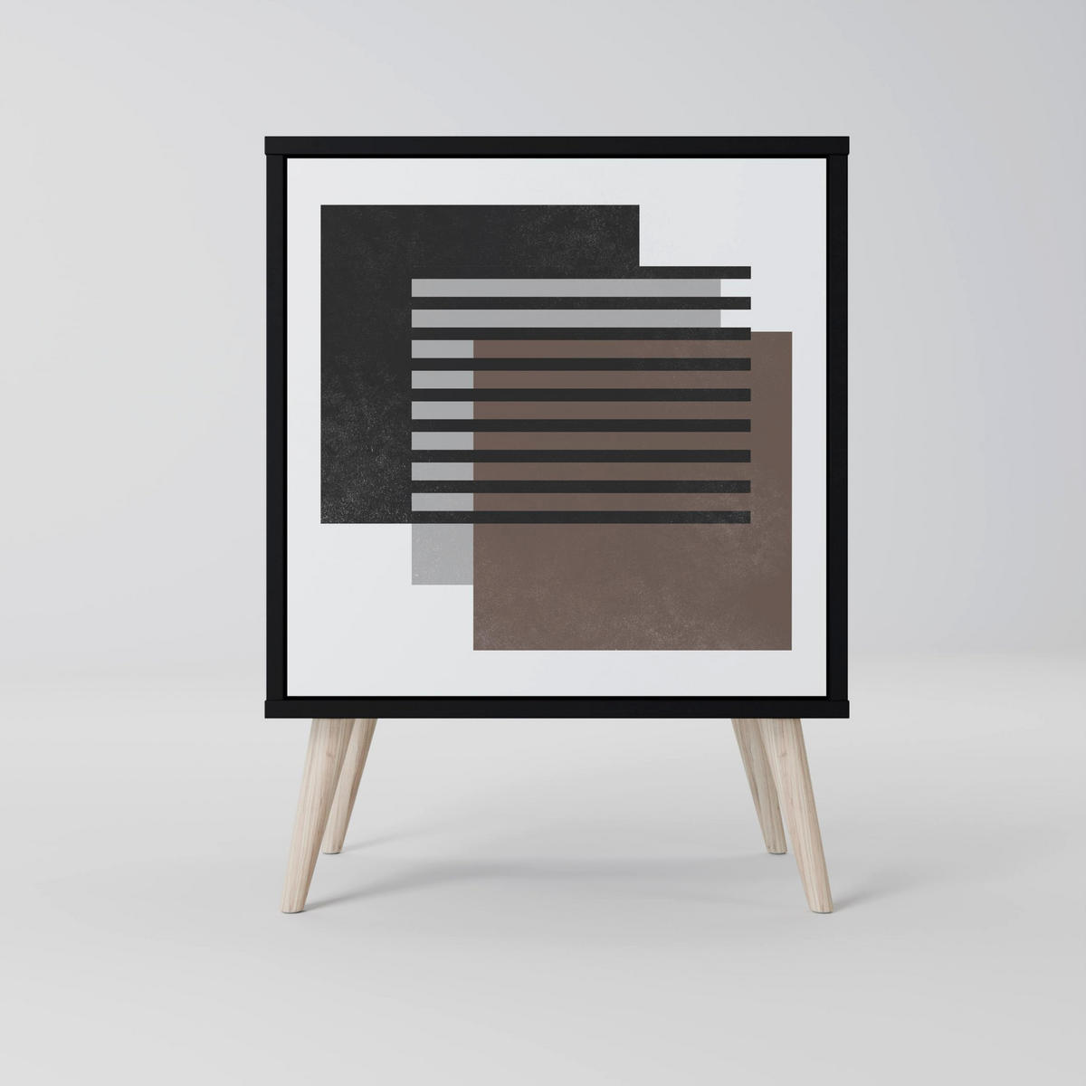 SIDEBOARD SHADOW SYNCHRONY, Schwarz, 57,5x42x72,5 cm, Schwarze Metallfüße - Multicolor/Schwarz, Holzwerkstoff/Metall (57.5/72.5/42cm) - SpaceRebels