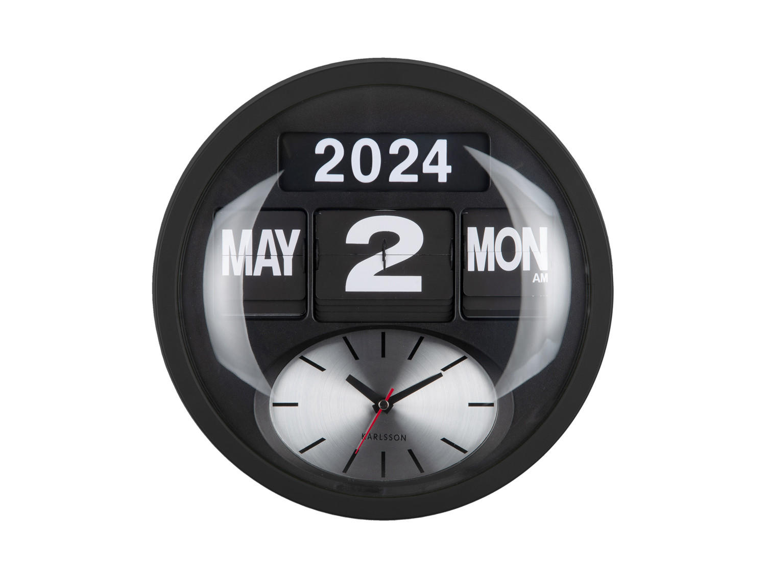 WANDUHR Flip Ø32,6 cm - Schwarz, Kunststoff (32/11/32cm) - Karlsson