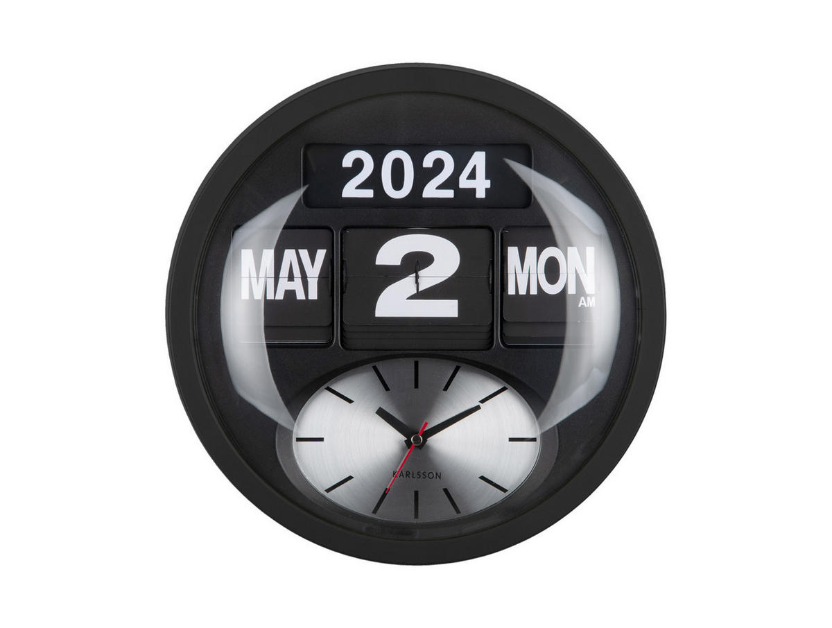 WANDUHR Flip Ø32,6 cm - Schwarz, Kunststoff (32/11/32cm) - Karlsson