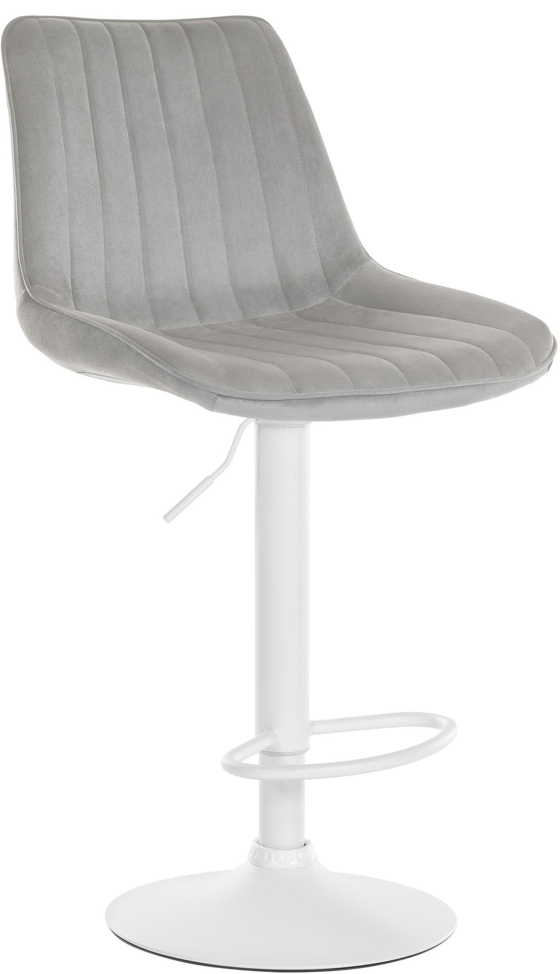 BARHOCKER RIO Grau Samt Weiß - Grau, Textil/Metall (49.5/91/50cm) - DELUKE