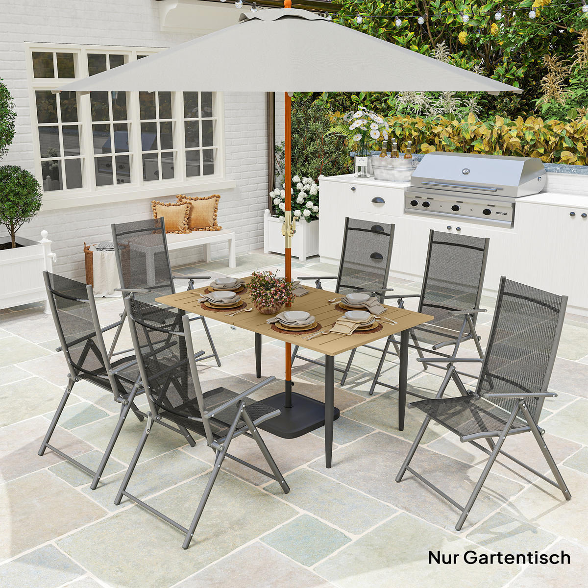 GARTENTISCH rechteckig 150/90/73 cm Braun - Braun, Metall (150/90/73cm) - Outsunny