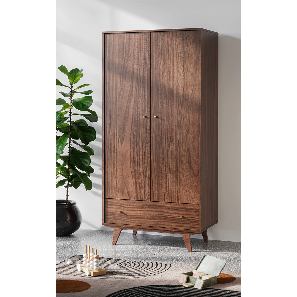 SKRIŇA 2 dvere Mid Drevo - hnedá, kompozitné drevo (90/185/50cm) - Petits-meubles