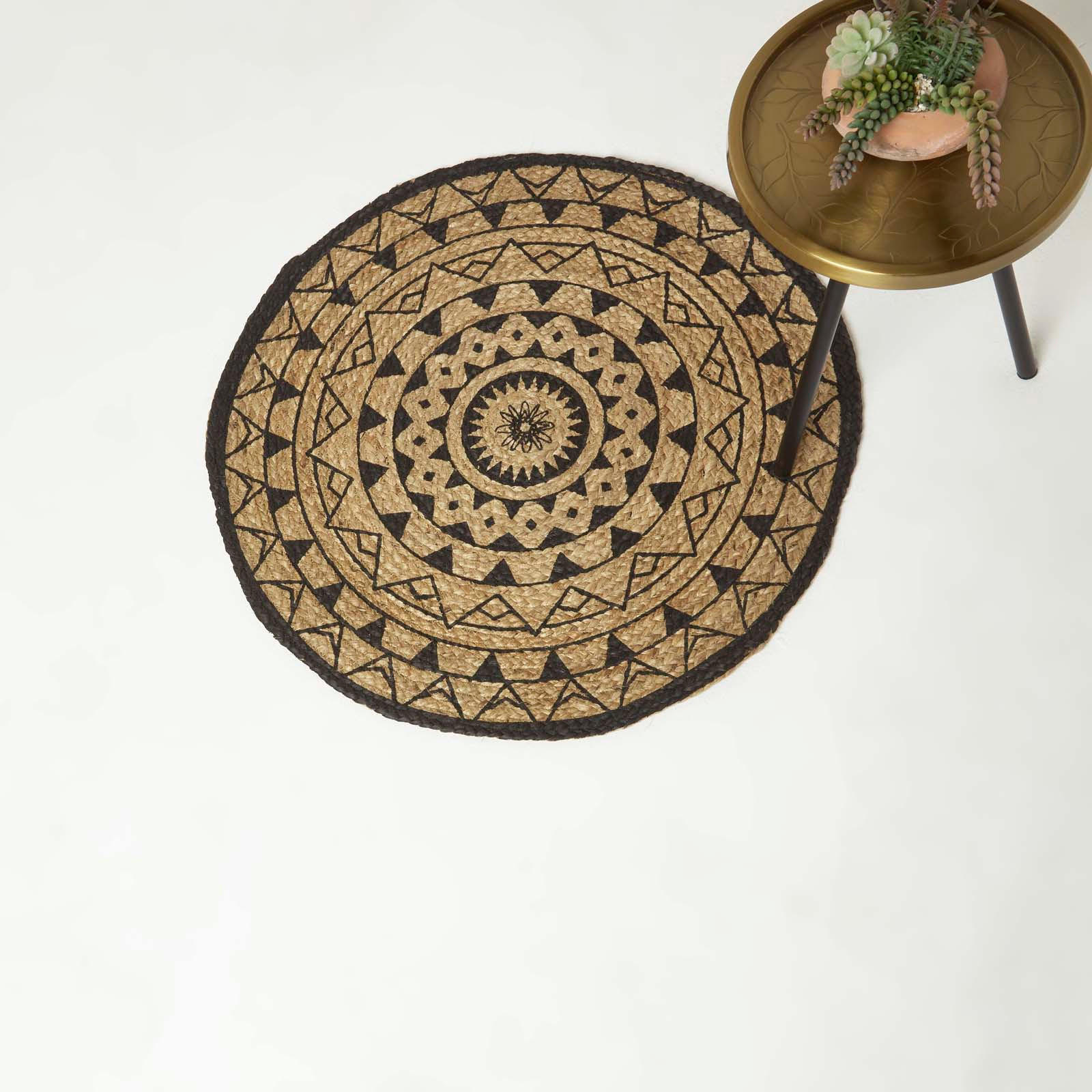 TEPPICH Mandala rund geflochten 70 cm - Schwarz, Naturmaterialien (70/70cm) - Homescapes