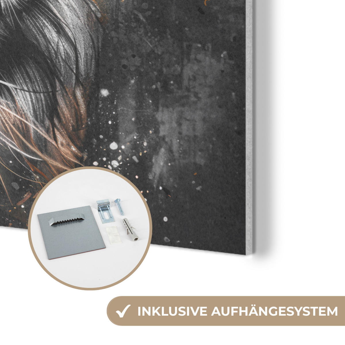 AKUSTIKBILD Tiger - Tiere - Porträt - Luxus - Schwarz Akustikpaneele 90x60 cm - Braun, Kunststoff (90/60/0.9cm) - MuchoWow