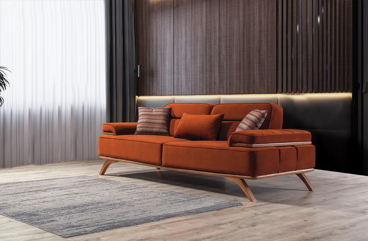SOFA Andorra 2-Sitzer Samt Terracotta - Terracotta, Textil (200/85/95cm) - Villa Möbel