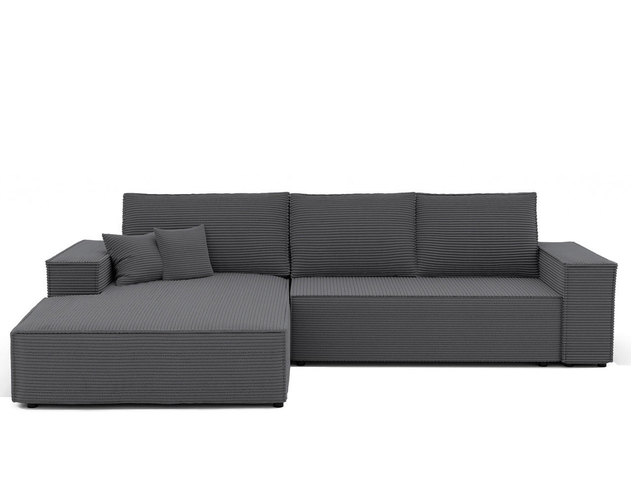 ECKSOFA NOVA mit Schlaffunktion und Bettkasten Dunkelgrau - Dunkelgrau, Holzwerkstoff/Kunststoff (250/90cm) - Idohome