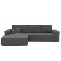 ECKSOFA NOVA mit Schlaffunktion und Bettkasten Dunkelgrau - Dunkelgrau, Holzwerkstoff/Kunststoff (250/90cm) - Idohome