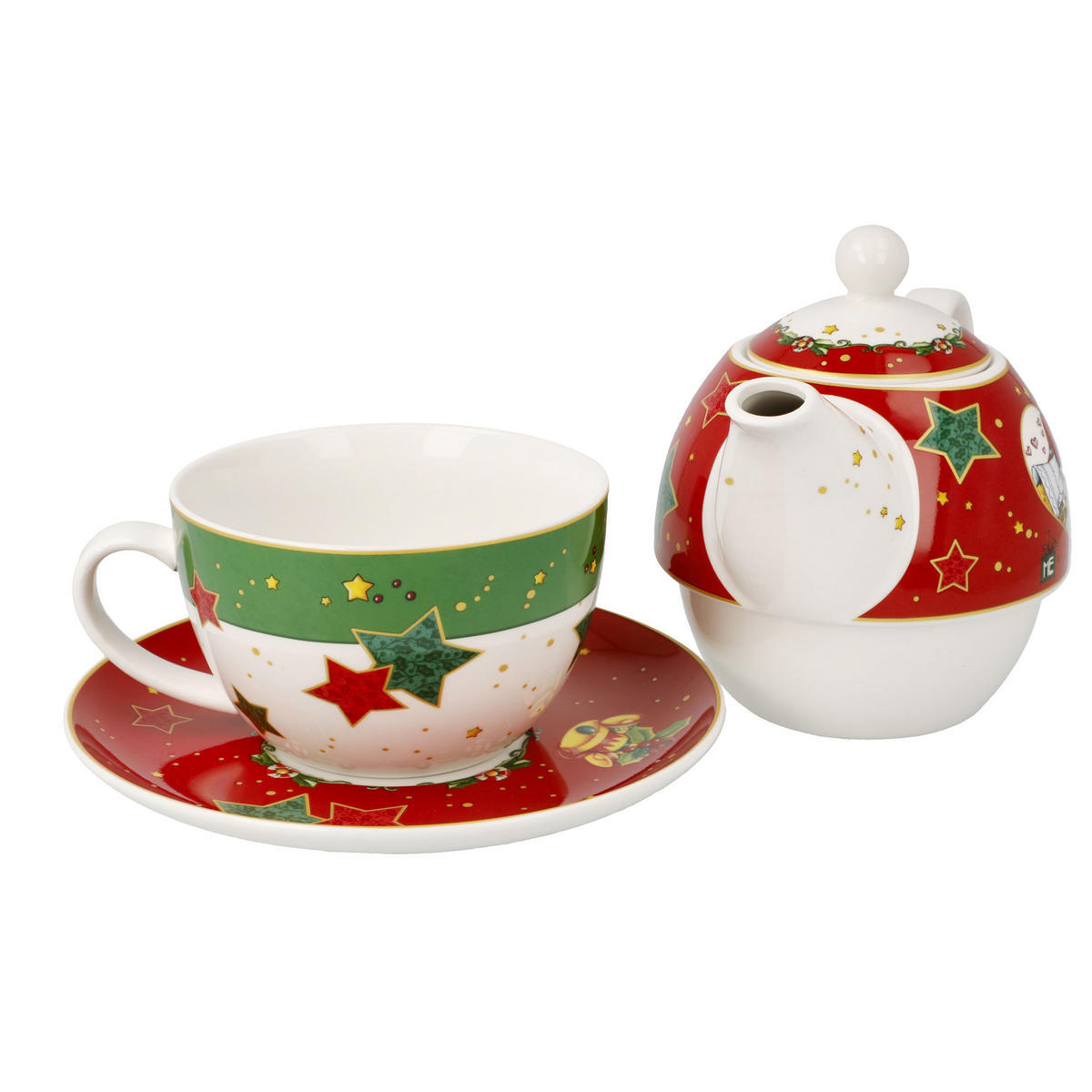 TEESET Tea for One Mary Engelbreit - Home Sweet Home 3-tlg., Fine Bone China, Bunt, 350 ml - Multicolor, Keramik (15.5/15.5/15.5cm) - Goebel