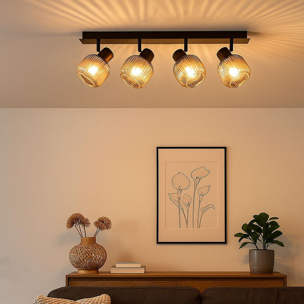 LED DECKENLEUCHTE Metall Rauchglas Schwarz - Schwarz, Glas (69.5/9.8/13.7cm) - Nowa