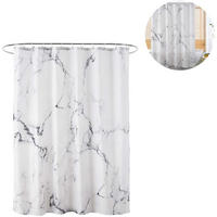 DUSCHVORHANG Marmor Polyester wasserdicht schimmelresistent für Badewannen und Duschen Badezimmer - Grau, Textil (180/180cm) - MCBOSON