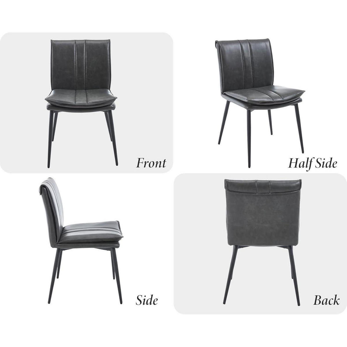 ESSZIMMERSTÜHLE 4er Set Polsterstuhl PU-Kunstleder Grau - Grau, Kunststoff (58/80/49cm)