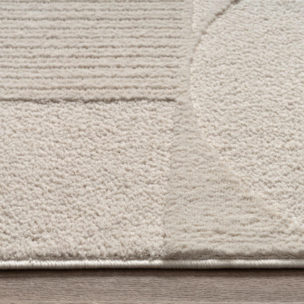 KURZFLORTEPPICH, mit Struktur, aus Polyester, Florhöhe 10 mm, Creme, 160 x 230 cm - Beige, Textil (230/160cm) - KADIMA DESIGN