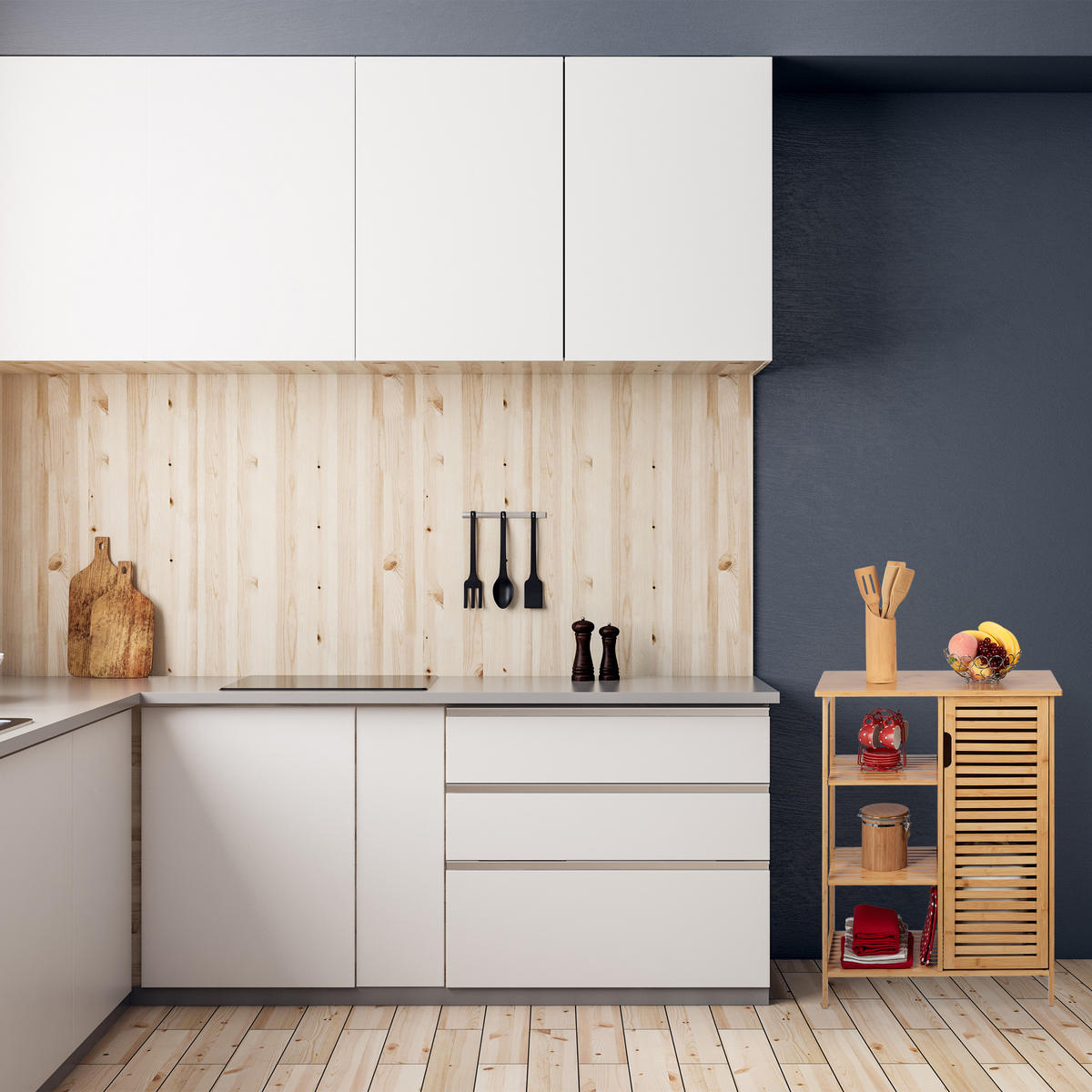 KÚPEĽŇOVÝ regál - svetlohnedá, drevo/kompozitné drevo (67/87.5/33cm) - Relaxdays