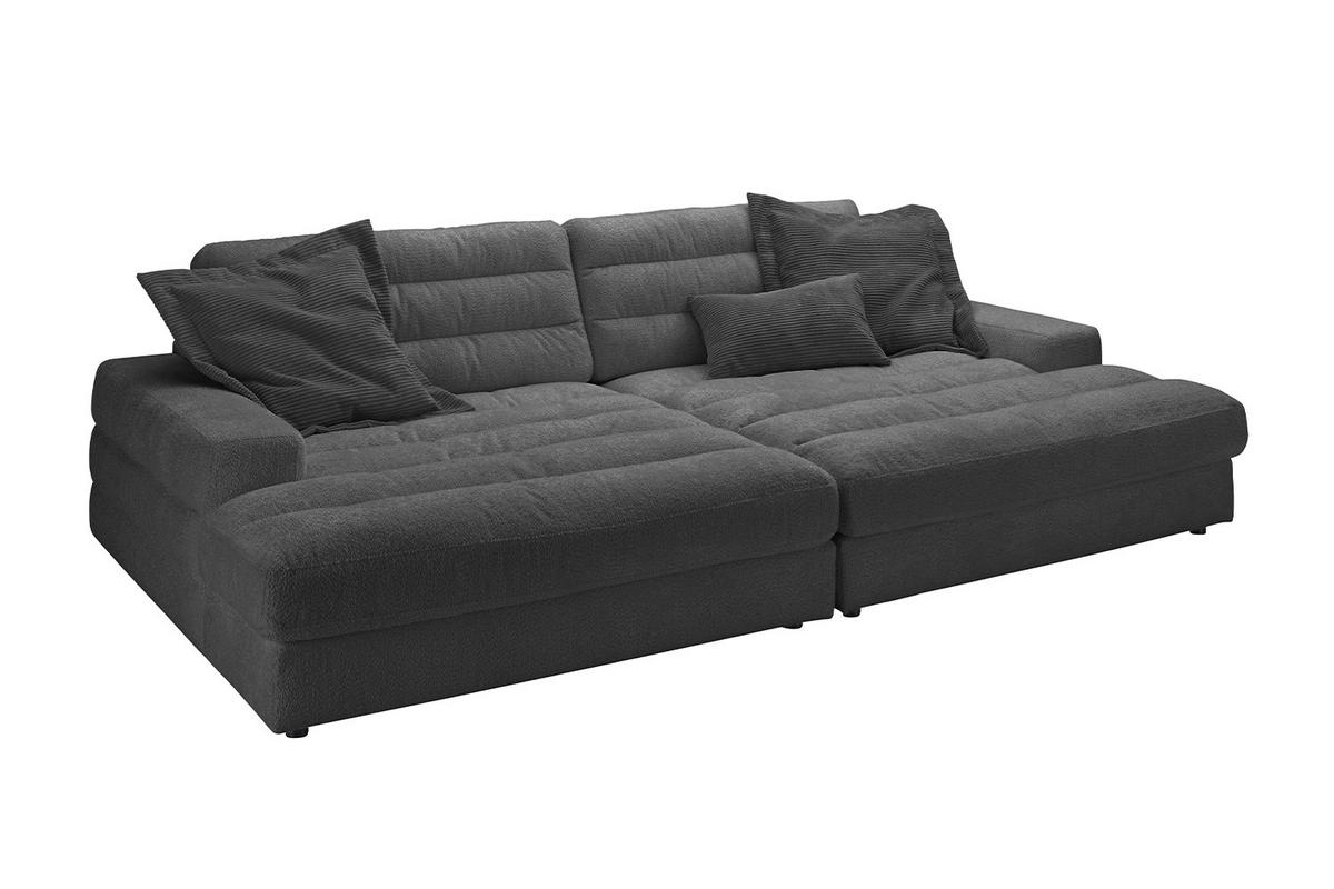 BIG SOFA LANA Schwarz Webstoff - Schwarz, Textil (296/83/178cm) - KAWOLA