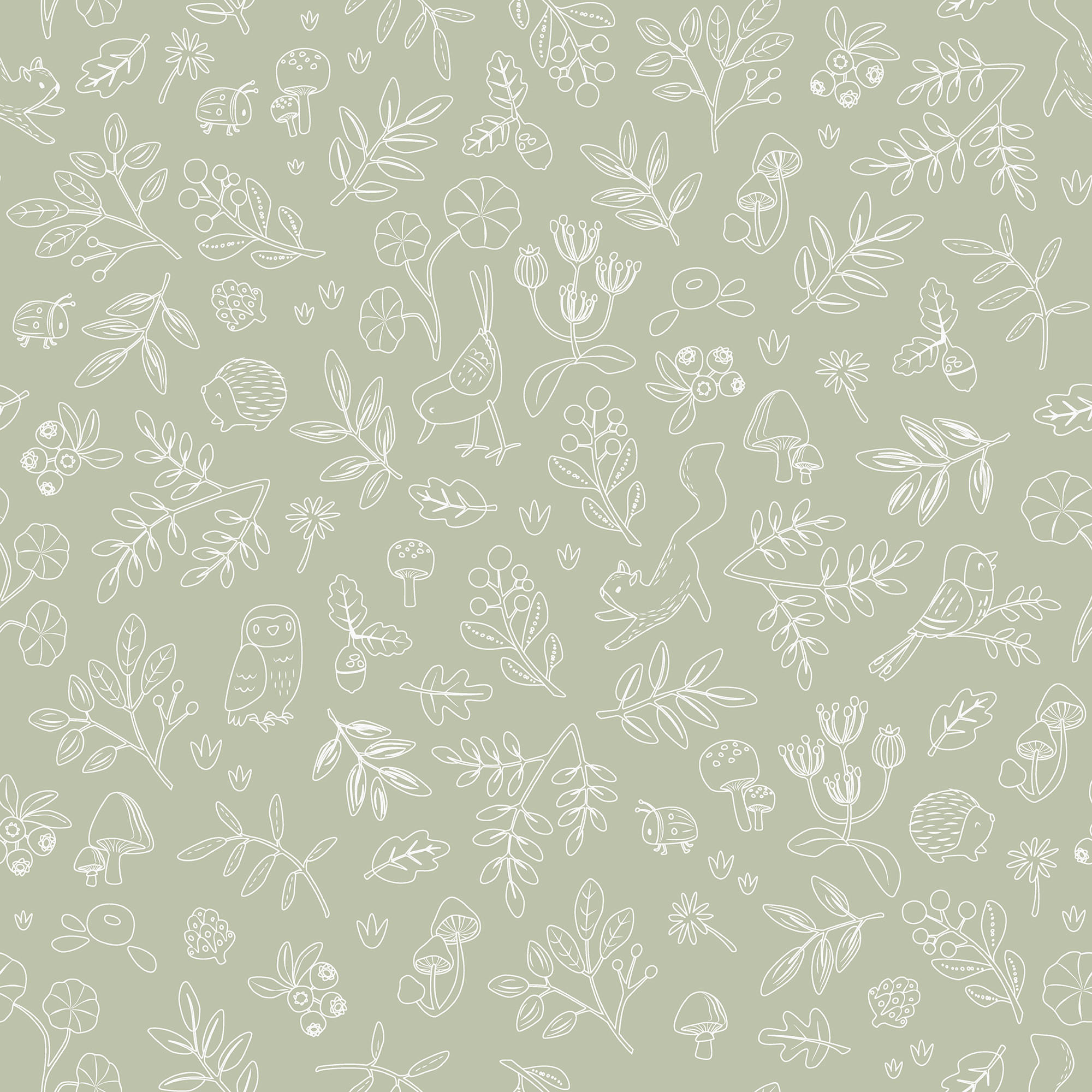 TAPETE Forest Wonders - Weiß/Grün, Papier/Kunststoff (53/1000cm) - Little Dutch