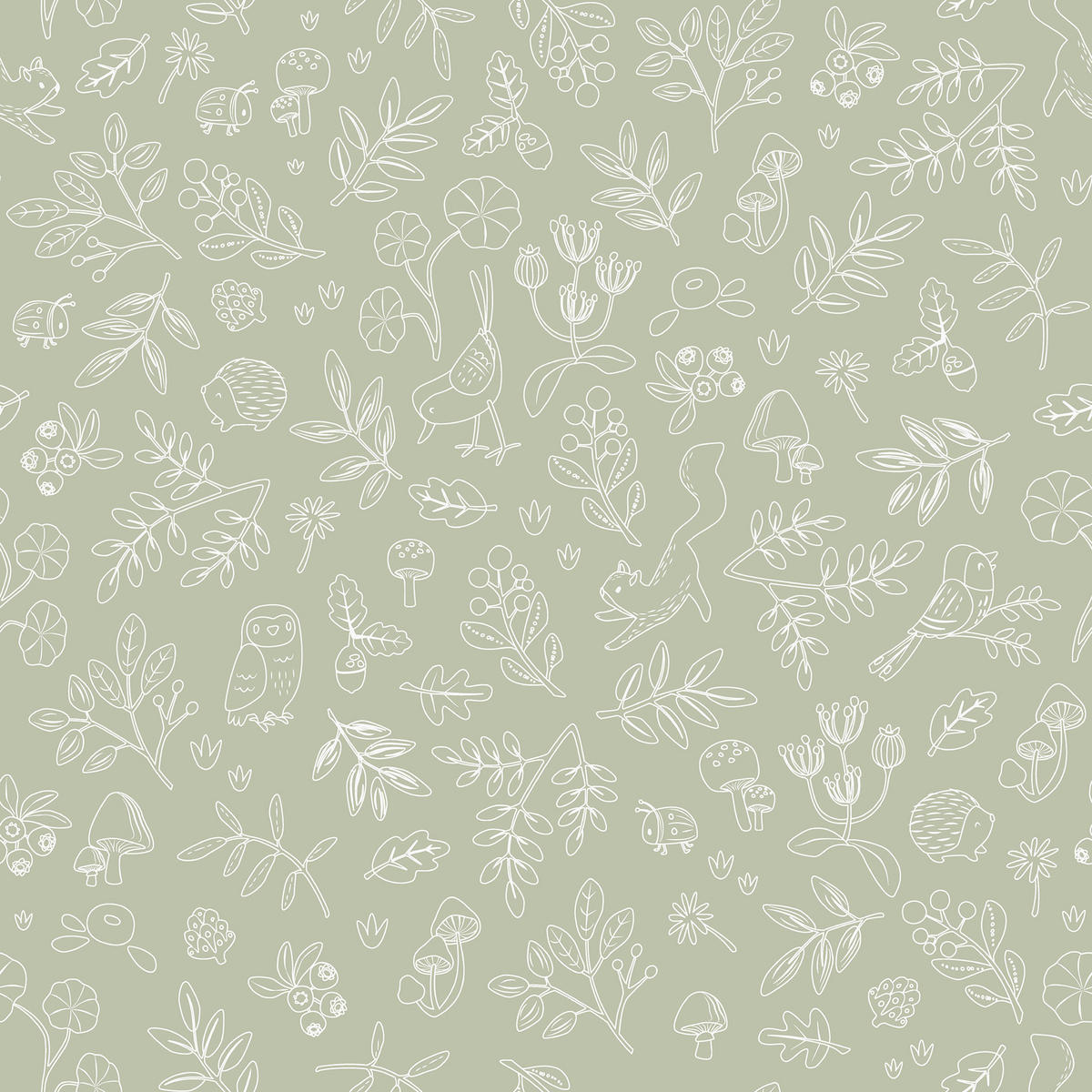 TAPETE Forest Wonders - Weiß/Grün, Papier/Kunststoff (53/1000cm) - Little Dutch