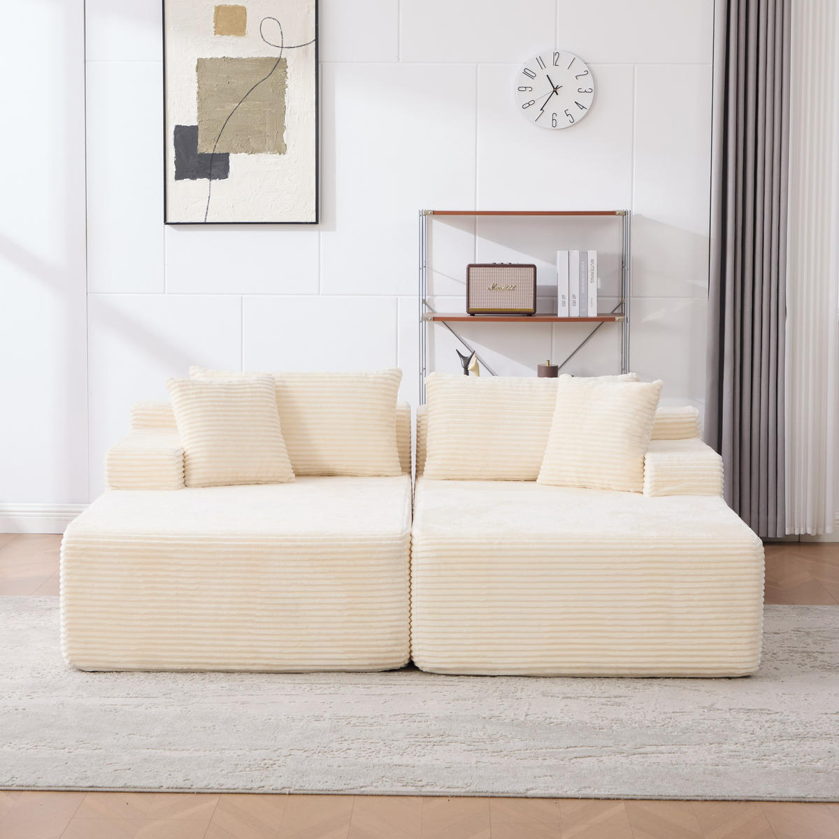 SOFAELEMENT 200/174/74.5 cm Beige mit 30D hochelastischem Schaumstoff und rutschfestem Boden - Beige, Textil (174/74.5/200cm) - Oxeza