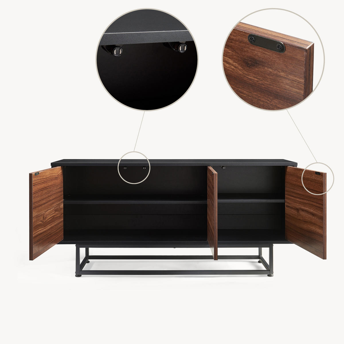 SIDEBOARD Boxholm - Walnussfarben/Schwarz, Holzwerkstoff/Metall (120/55/30cm) - [en.casa]