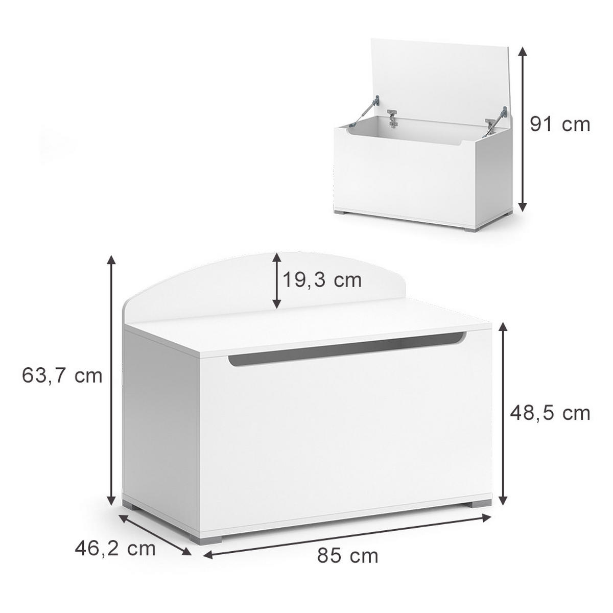 SPIELZEUGTRUHE Arno Weiß 85 x 63.7 cm mit Deckel - Weiß, Holzwerkstoff (85/46.2cm) - Vicco