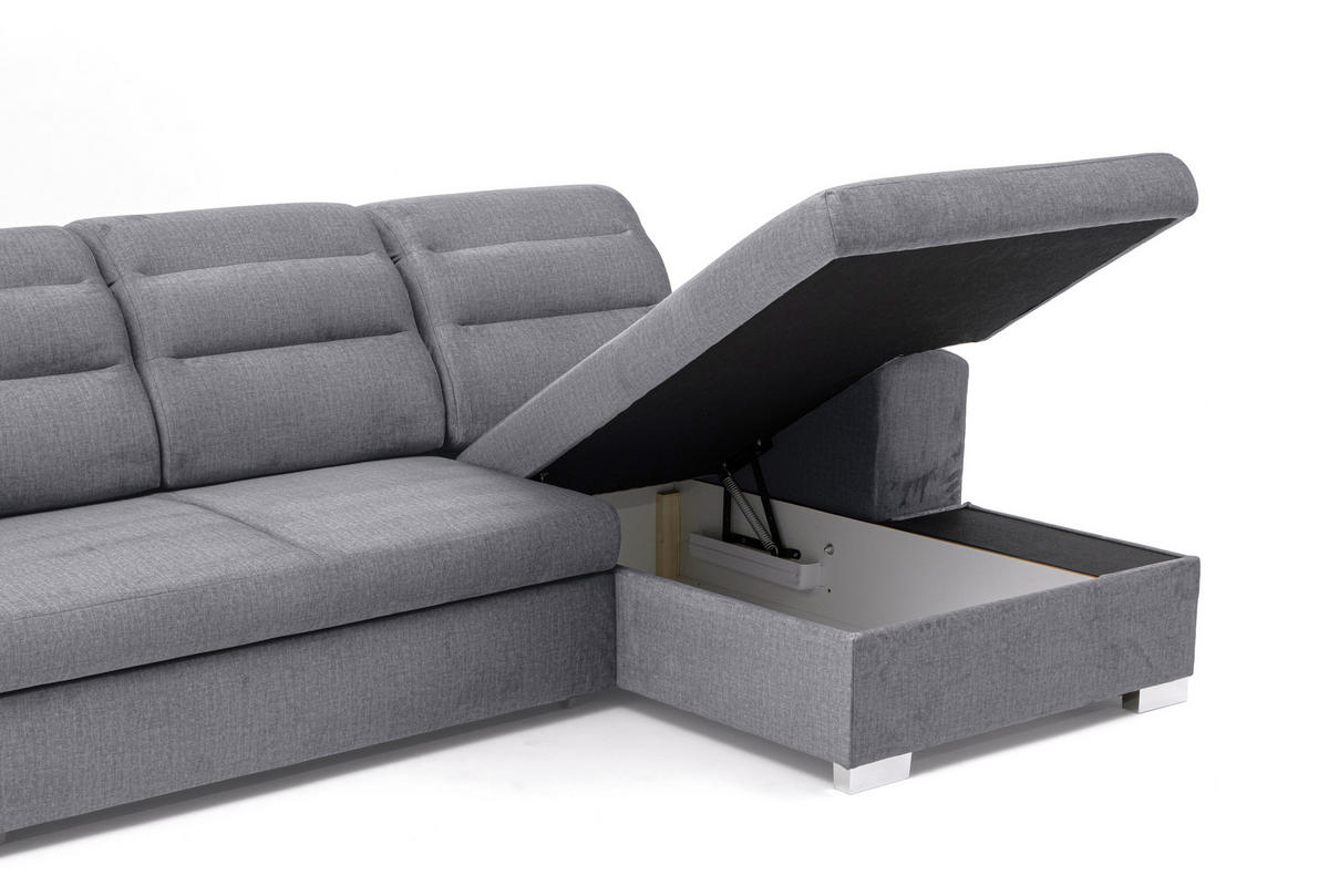 ECKSOFA U-Form CLOUD U Links mit Schlaffunktion 120x252 Velours Grau - Silberfarben/Grau, Holz/Kunststoff (320/103/202cm) - Muffo