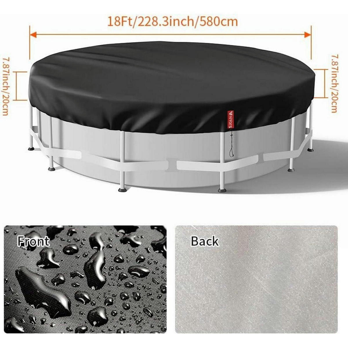 POOLABDECKUNG Rund 550 cm Schwarz Verdickt 420D PU UV-Schutz Winddicht Reißfest - Schwarz, Textil (549/549cm)