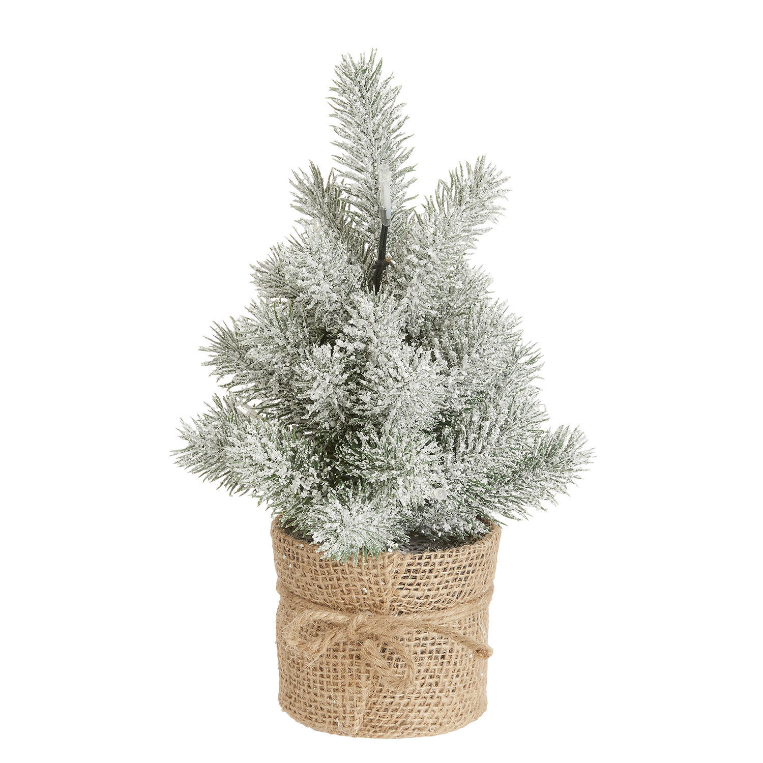 MINI TANNENBAUM Tree Of The Month mit Schnee und LED-Licht - Grün, Metall (10cm) - Butlers