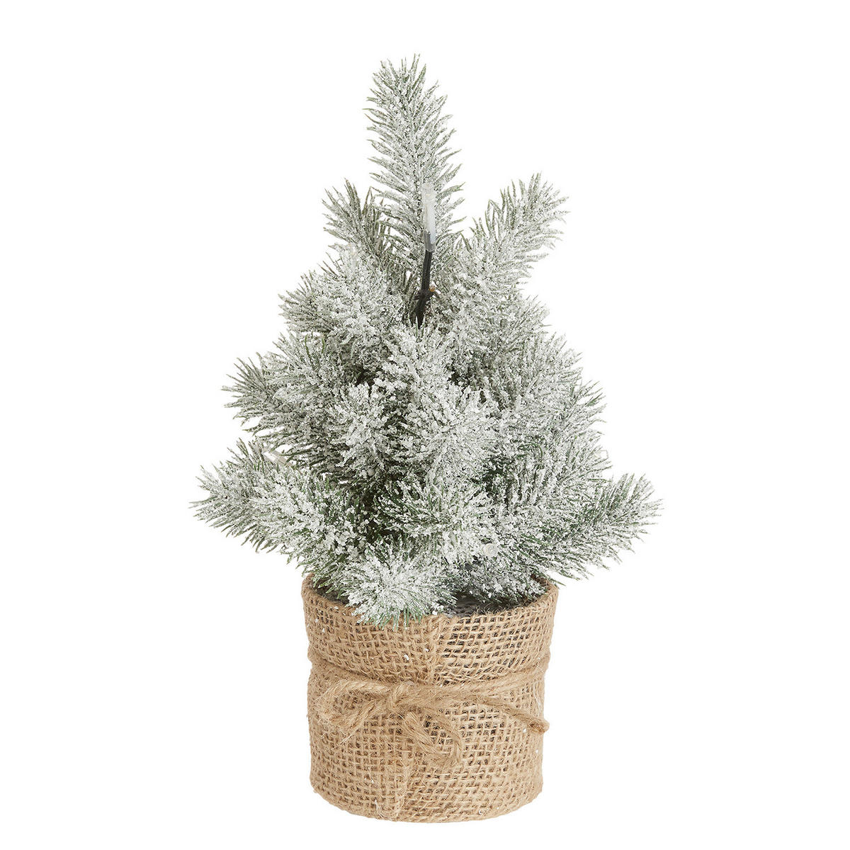 MINI TANNENBAUM Tree Of The Month mit Schnee und LED-Licht - Grün, Metall (10cm) - Butlers