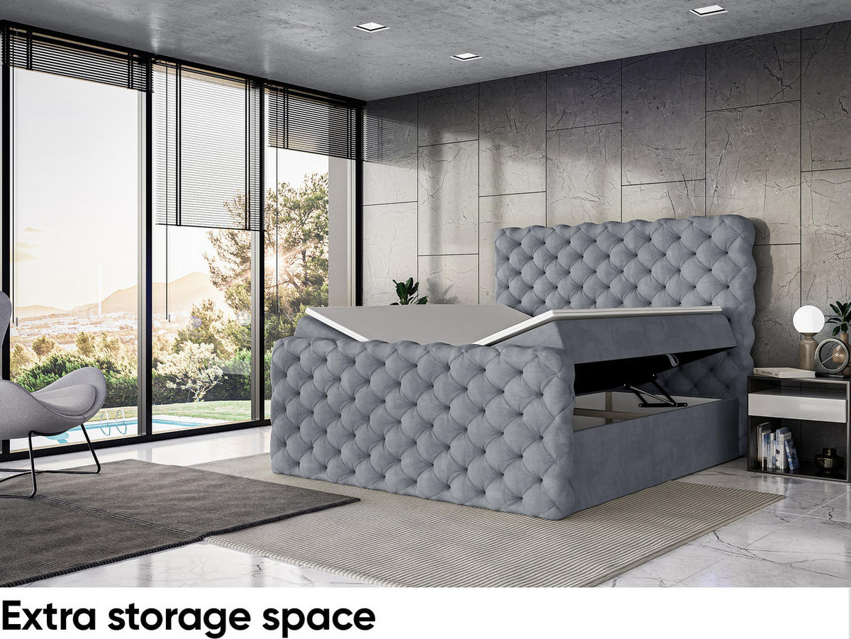 BOXBETT Duke - Schwarz/Grau, Holzwerkstoff/Textil (120/200cm) - Meblini