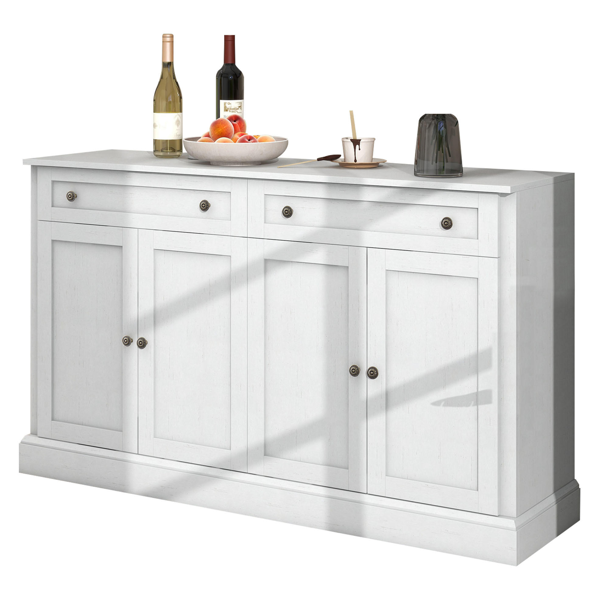 SIDEBOARD 150/40/86 cm antikweiß aus Holzwerkstoff mit 4 Türen - Weiß, Holzwerkstoff (150/86/40cm) - OKWISH