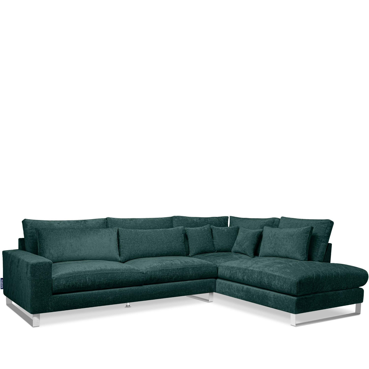 ECKSOFA RECHTS BRENTIS Chenille-Stoff, Marineblau - Blau, Textil (314/224cm) - KONSIMO®