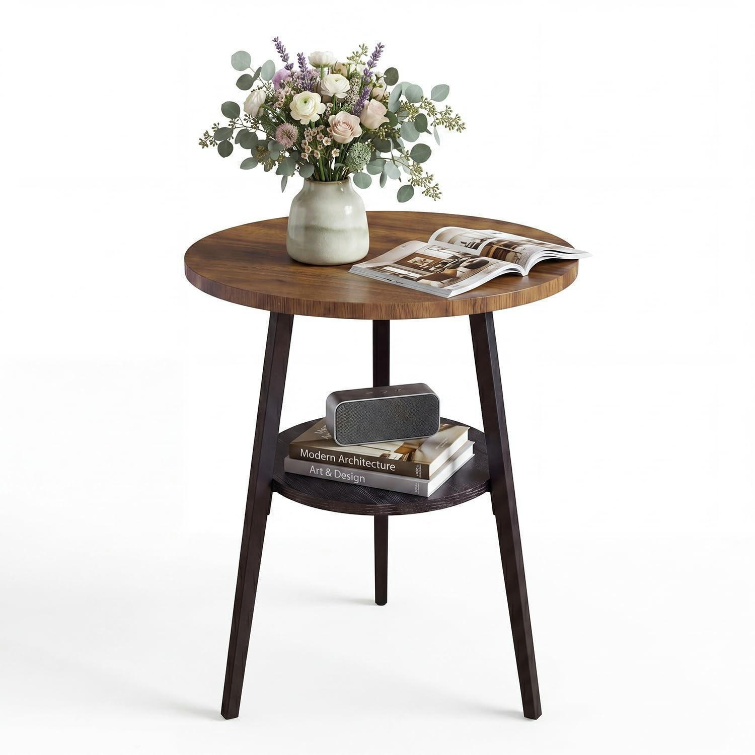 BEISTELLTISCH Rund Nussbaumoptik 55 cm - Braun, Holzwerkstoff (39.4/39.4/55cm)