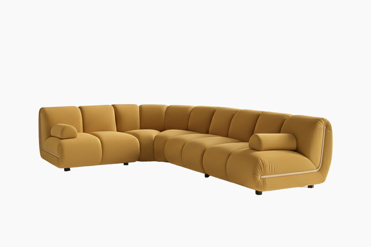 MODULSOFA LAYLA Gelb Velvet - Gelb/Schwarz, Buchenholz/Textil (305/213cm) - KAWOLA