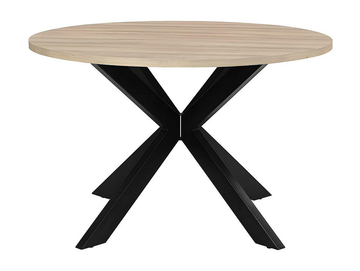 ESSTISCH - 4 Personen - MDF & Metall - Eichefarben & Schwarz - TILKI - Naturfarben, Holz (120/120/77.5cm) - Vente-Unique