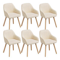 ESSZIMMERSTUHL 6er-Set, Samt, Massivholz, Creme - Creme/Naturfarben, Holz/Textil (52/81.5/51.5cm) - Woltu