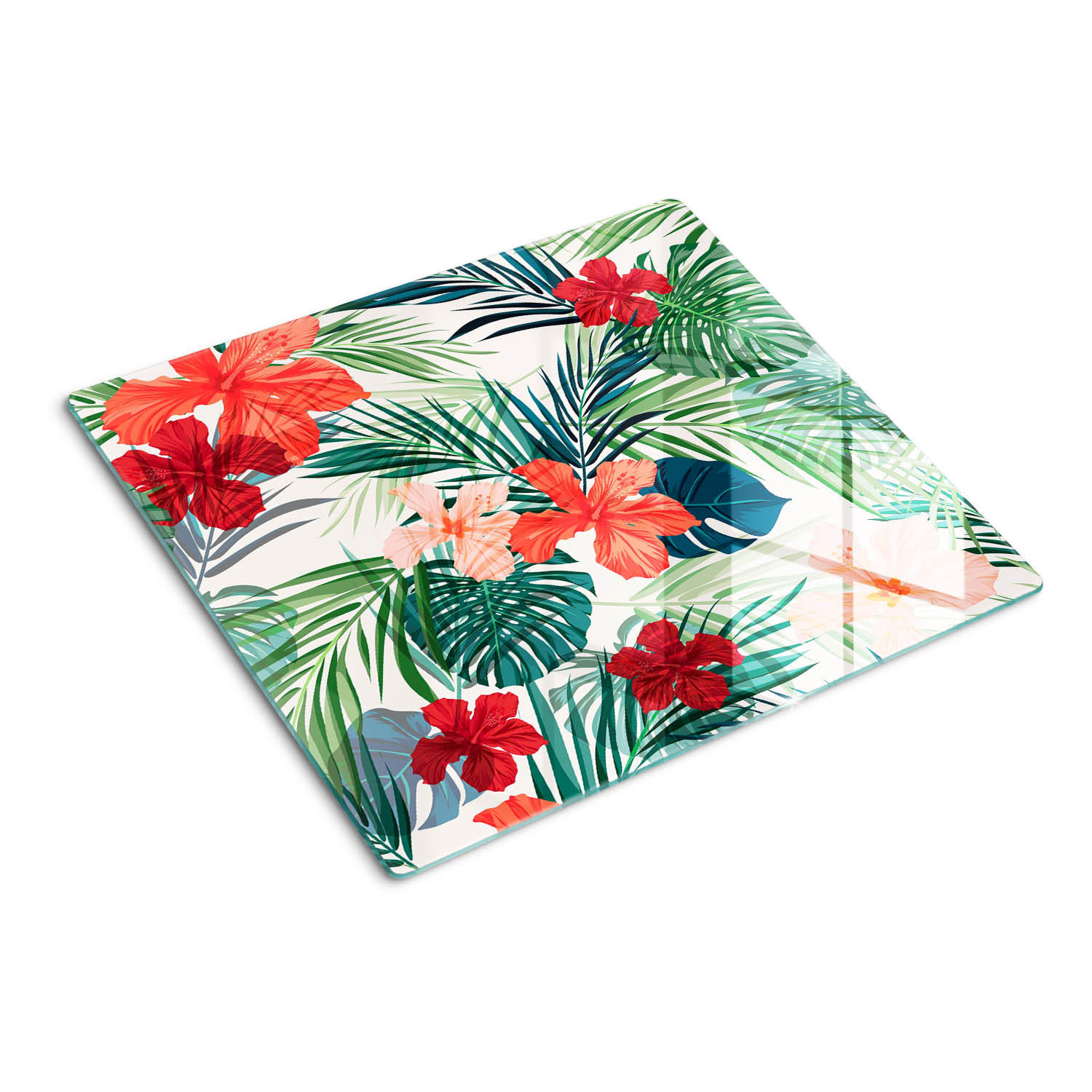 GLASPLATTE 60x52 cm Tropische Blumen - Multicolor, Glas (60/0.4/52cm) - TULUP