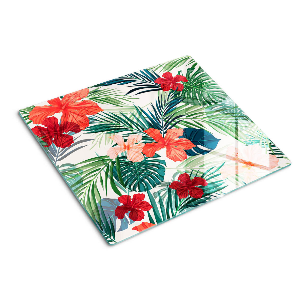 GLASPLATTE 60x52 cm Tropische Blumen - Multicolor, Glas (60/0.4/52cm) - TULUP
