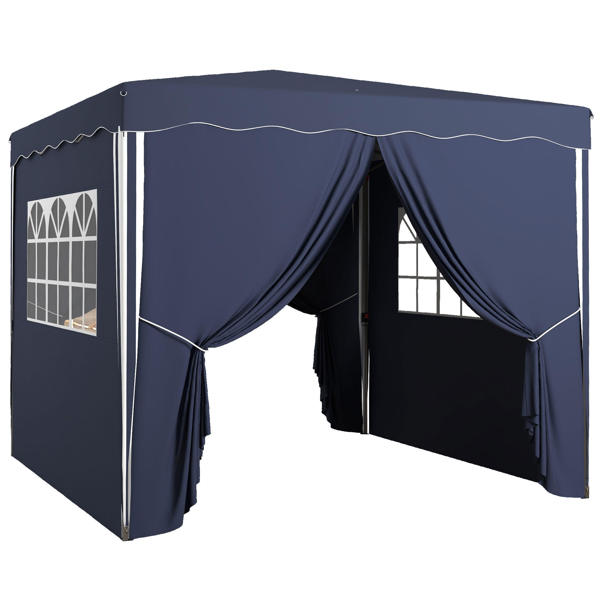 FALTPAVILLON, Beige, Stahl, Polyesterstoff - Blau, Metall (297/286/297cm) - Outsunny