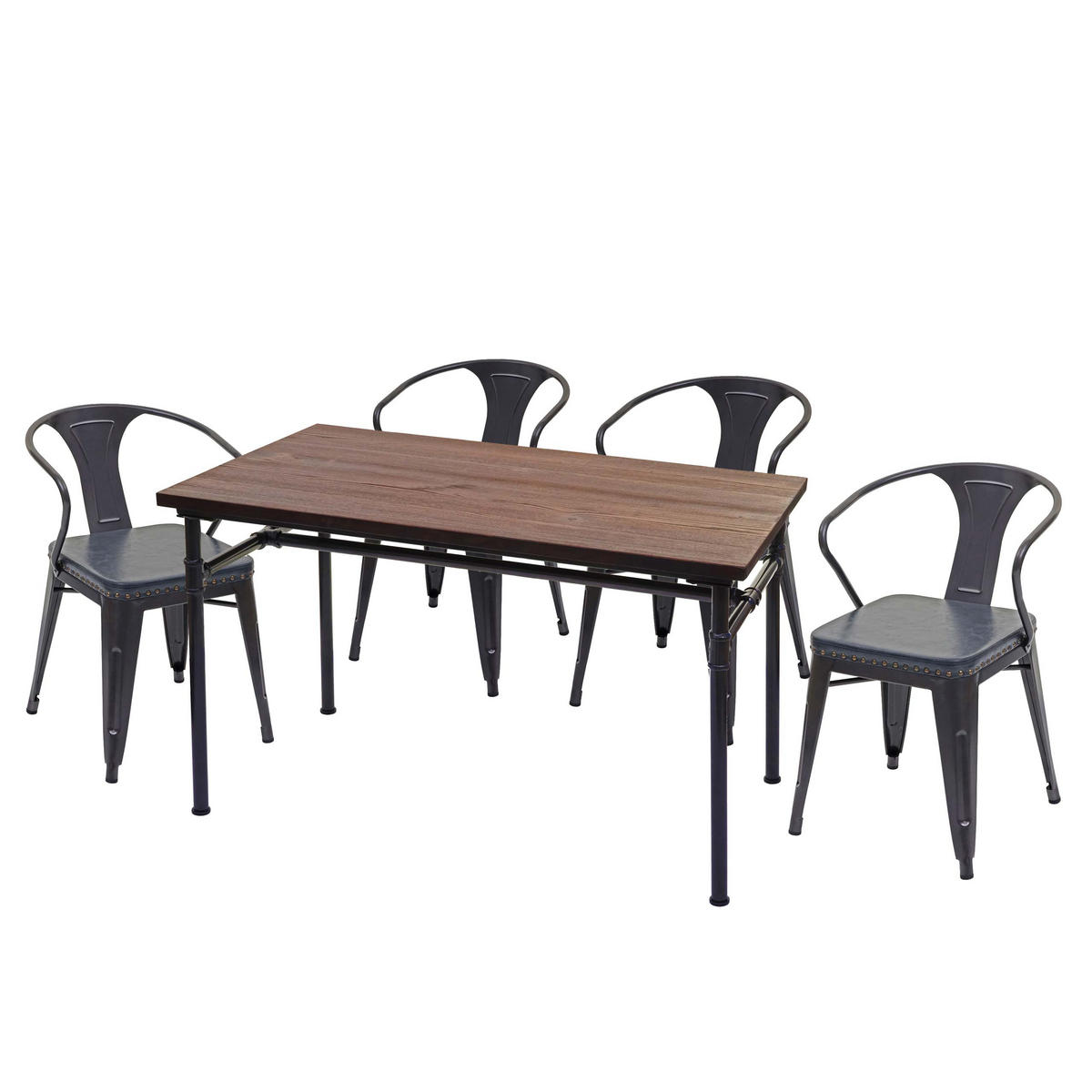 ESSZIMMER-SET Schwarz, Grau - Schwarz/Grau, Holz (120/115/70cm) - MCW