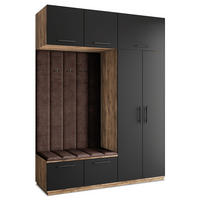 GARDEROBENSCHRANK REMA 180/240/60 cm Modern Garderobe-Set Eiche Lefkas - Eichefarben/Schwarz, Holzwerkstoff (180/240/60cm) - MASSENO