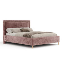 POLSTERBETT Ordina Rosa 160/200 cm im Chenille-Stoff - Pink/Naturfarben, Holz/Holzwerkstoff (160/200cm) - Maison de Reve