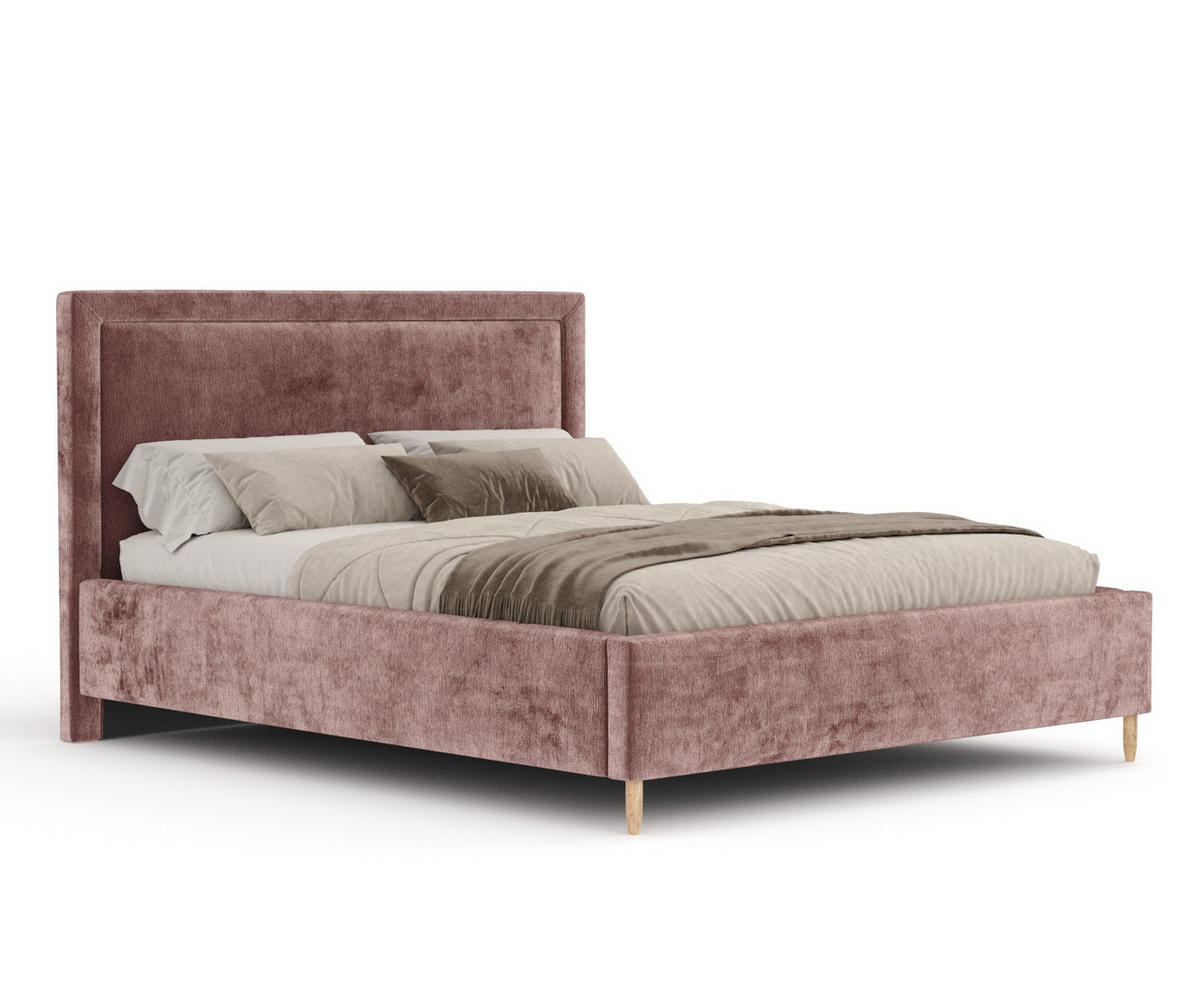 POLSTERBETT Ordina Rosa 160/200 cm im Chenille-Stoff - Pink/Naturfarben, Holz/Holzwerkstoff (160/200cm) - Maison de Reve