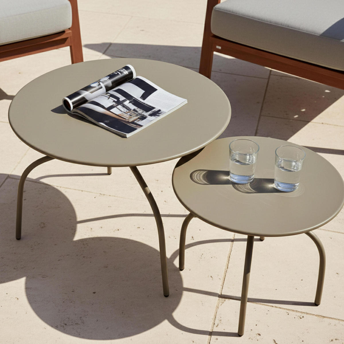 COUCHTISCH 2-tlg., Taupe - Taupe, Metall (60/60/40cm) - Oviala