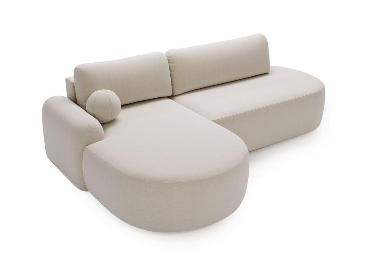 ECKSOFA Aurio O Bouclé-Stoff Creme Links - Creme, Holz/Textil (271/177cm) - Graingold