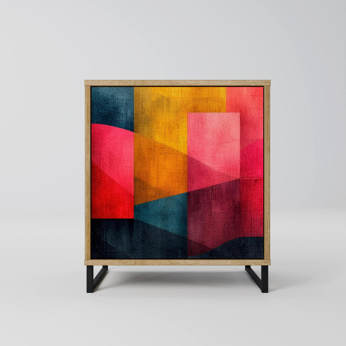 SIDEBOARD COLORFUL SOUNDS, Eichefarben, 57,5x42x77,5 cm, Schräge Buchenholzfüße - Eichefarben/Buchefarben, Holzwerkstoff/Buchenholz (57.5/77.5/42cm) - SpaceRebels