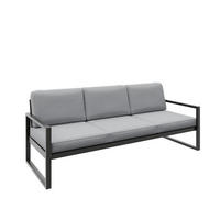 GARTENSOFA 3 Sitzer Madera 216x80cm, schwarz, hellgrau - Hellgrau/Schwarz, Kunststoff/Metall (216/86/80cm) - Margaret Hadas24