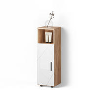 MIDISCHRANK Ronco Weiß Hochglanz/Goldkraft Eiche 30 x 95 cm - Weiß Hochglanz, Holzwerkstoff (30/95/30cm) - Livinity®