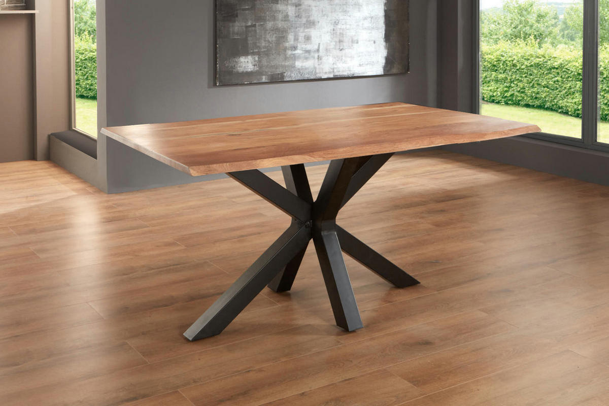 ESSTISCH SPYRO - Beige/Schwarz, Holz/Metall (85/160/76cm) - SAM