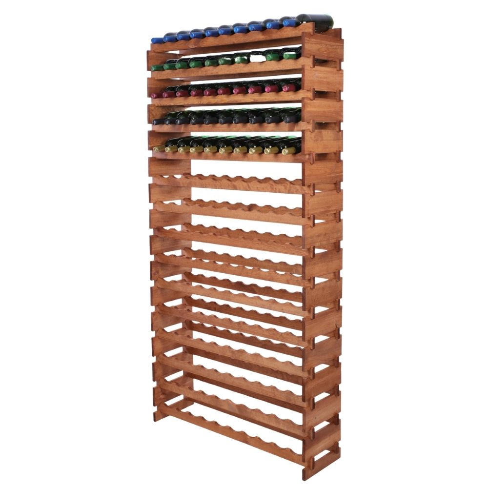 WEINREGAL VINOTECA FLEX PRO HxBxT 205x103x28cm 150 Flaschen auf 15 Ebenen Braun geölt - Braun, Holz (103/205/28cm) - PROREGAL